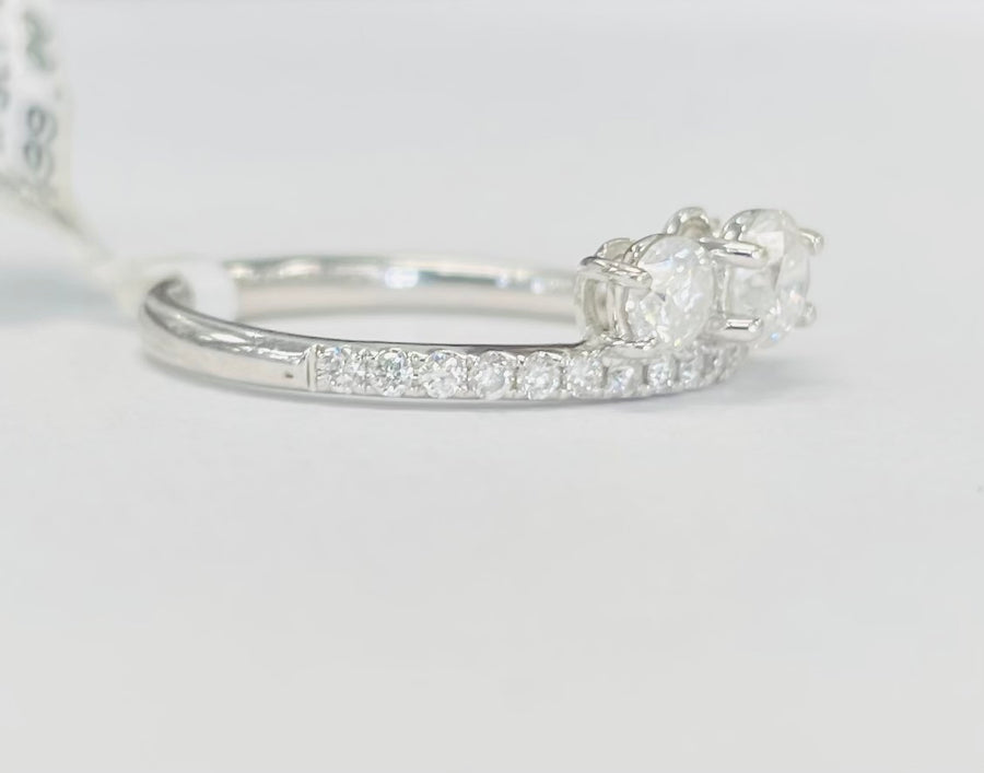 Three Stone Crown Diamond Engagement Ring