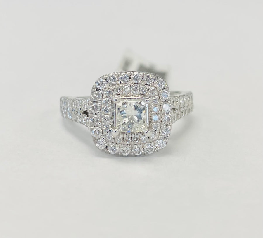 Vera Wang Love 1.5CTW Double Halo Princess Cut Diamond Engagement Ring