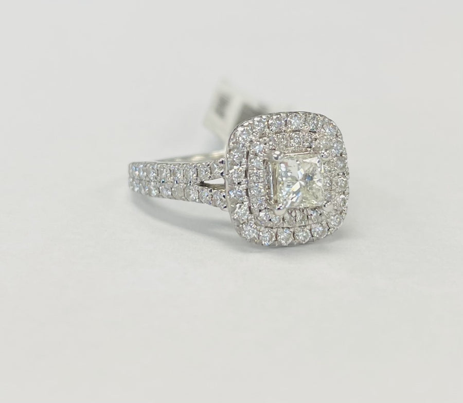 Vera Wang Love 1.5CTW Double Halo Princess Cut Diamond Engagement Ring