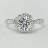 White Gold VVS1/I GIA Mirco Pave Halo Diamond Engagement Ring