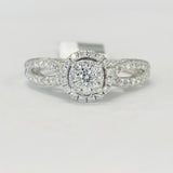 Round Halo Comosite Diamond Engagement Ring