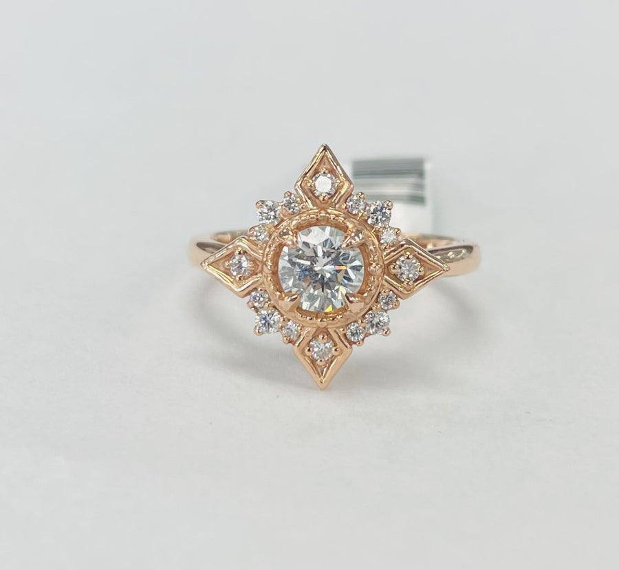 Vintage Inspired Certified Diamond Rose Gold Engagement Ring