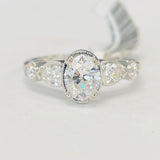 Oval Five Stone 1 1/2CTW White Gold Diamond Engagement Ring