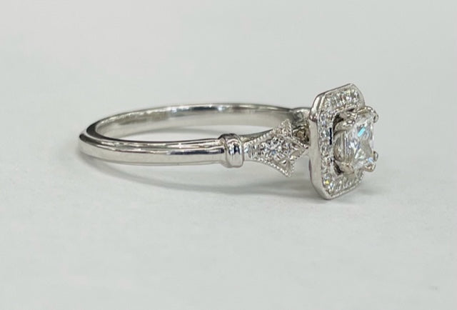 Noam Carver - White Gold Princess Cut Diamond Halo Engagement Ring