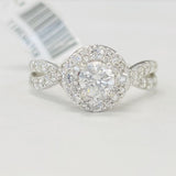 Halo Twist Diamond Engagement Ring W/ Hidden Rose Gold Heart