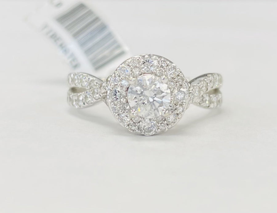 Halo Twist Diamond Engagement Ring W/ Hidden Rose Gold Heart