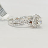 Halo Twist Diamond Engagement Ring W/ Hidden Rose Gold Heart