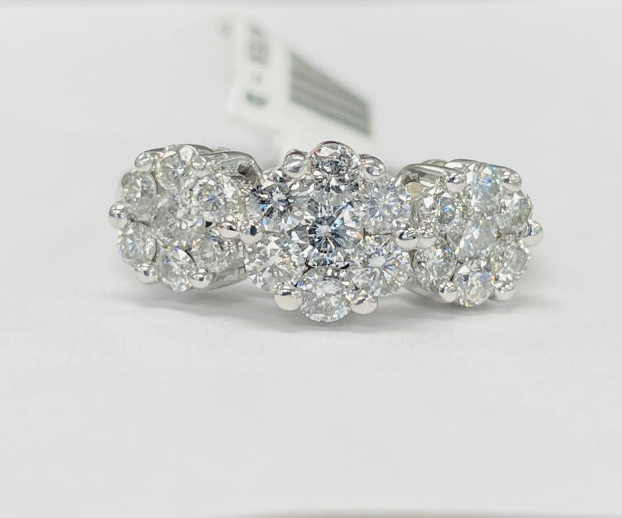 Floral Three Stone Composite 1 1/2CTW Diamond Engagement Ring