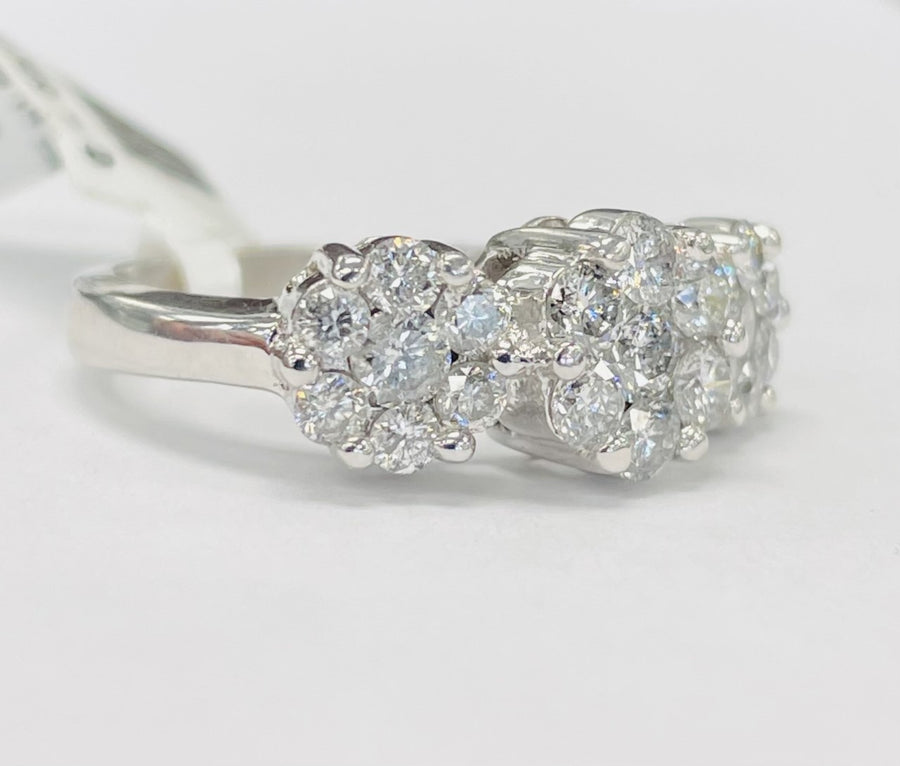 Floral Three Stone Composite 1 1/2CTW Diamond Engagement Ring