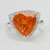 White Gold Mexican Fire Opal Diamond Halo Ring