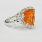 White Gold Mexican Fire Opal Diamond Halo Ring