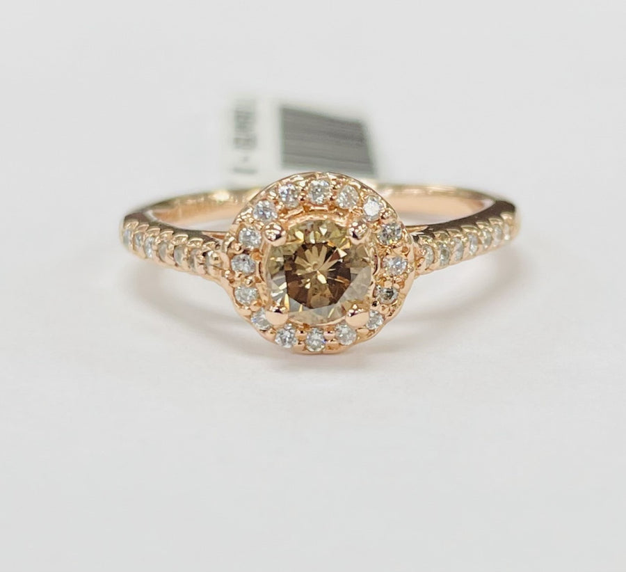 Chocolate Diamond Halo Rose Gold Engagement Ring