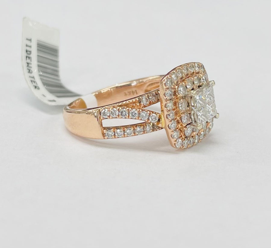 Rose Gold 1CTW Double Halo Engagement Ring