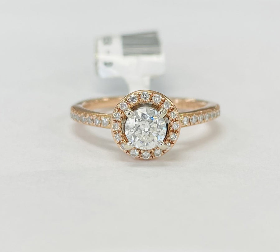 Halo Rose Gold Accented Diamond Engagement Ring