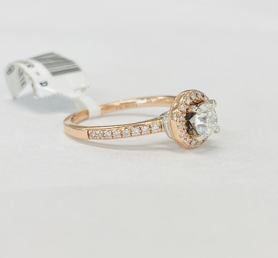 Halo Rose Gold Accented Diamond Engagement Ring