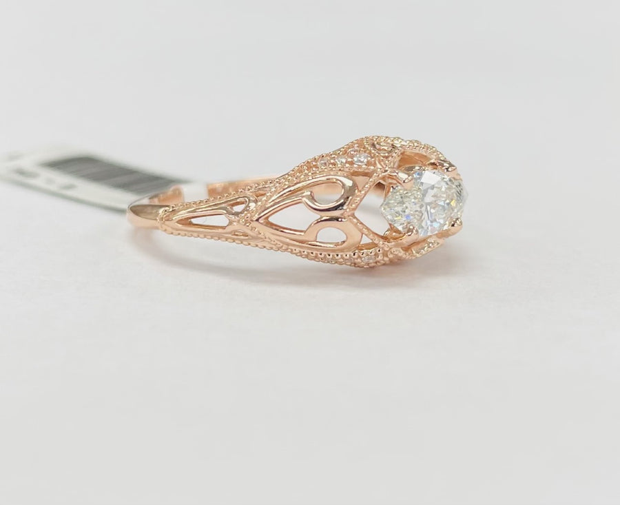 Marquise East West Rose Gold Diamond Engagement Ring