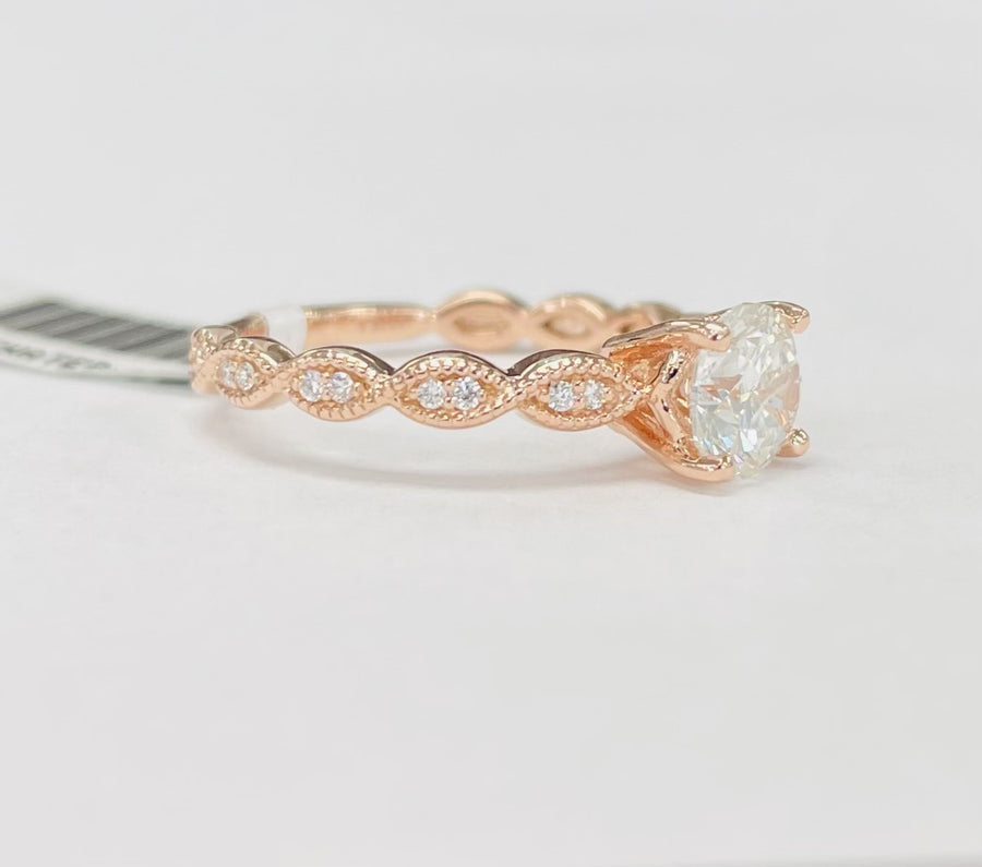Milgrain Rose Gold Solitaire Engagement Ring