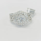 Twist Halo 3CTW Diamond Pave Wedding Set
