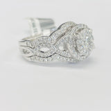 Twist Halo 3CTW Diamond Pave Wedding Set
