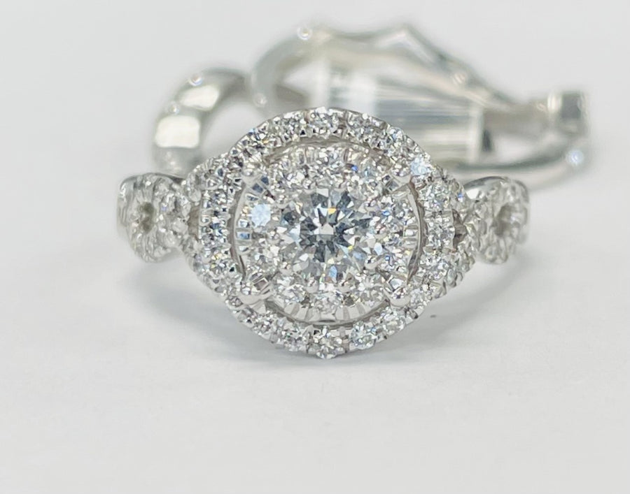 Twist Halo 3CTW Diamond Pave Wedding Set