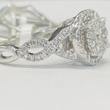 Twist Halo 3CTW Diamond Pave Wedding Set