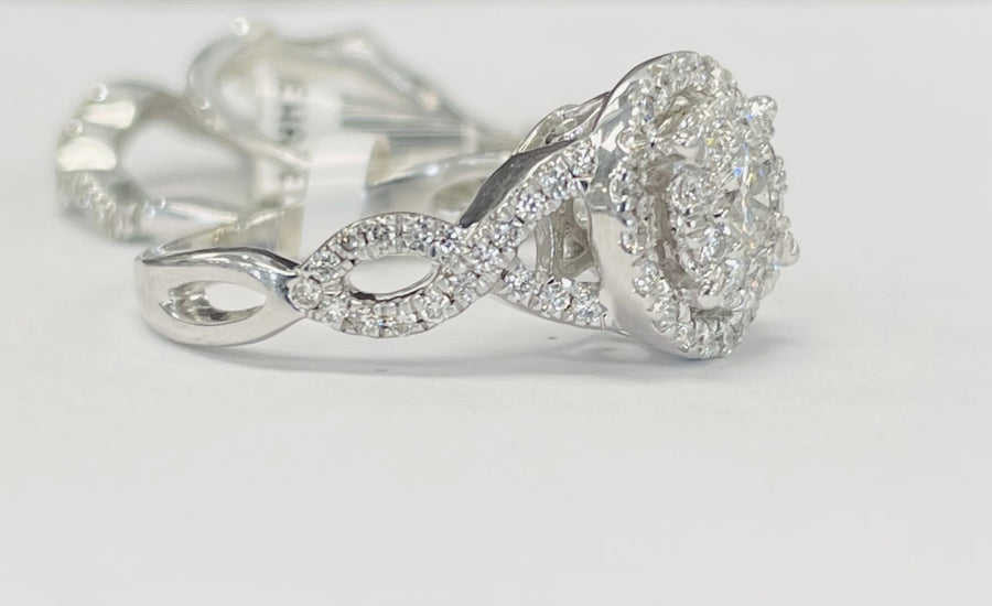 Twist Halo 3CTW Diamond Pave Wedding Set