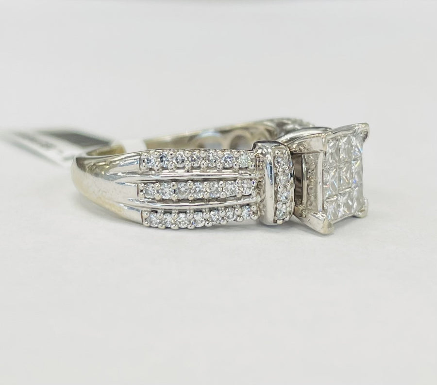 Princess Cut Composite 1 1/2CTW Diamond Engagement Ring