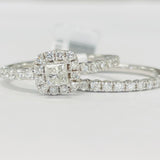 Princess Cut Halo 1CTW Diamond Wedding Set