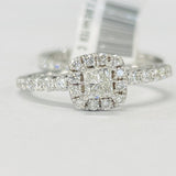 Princess Cut Halo 1CTW Diamond Wedding Set