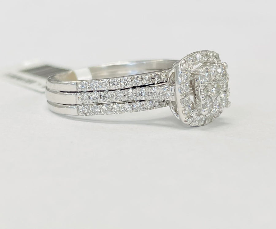 Halo Triple Row 1 1/2CTW Diamond Composite Engagement Ring