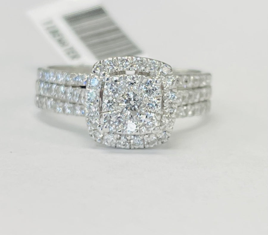 Halo Triple Row 1 1/2CTW Diamond Composite Engagement Ring