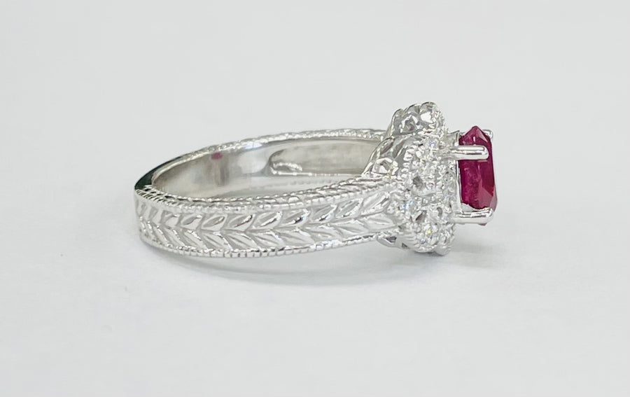 Vintage Inspired Filagree Ruby And Diamond Ring