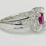 White Gold Contemporaty Ruby Halo Diamond Ring